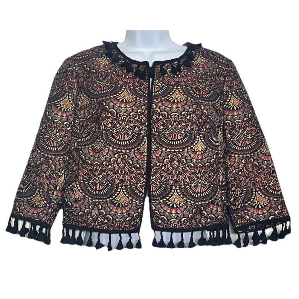 Anthropologie Chelsea & Violet Brocade Jacquard Tassel Jacket Women’s Small